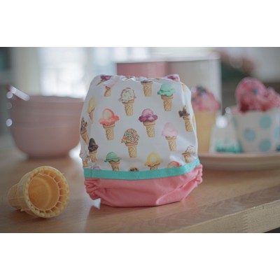 Old fashionned ice cream pink pocket diaper - 2.0 - MADE TO ORDER